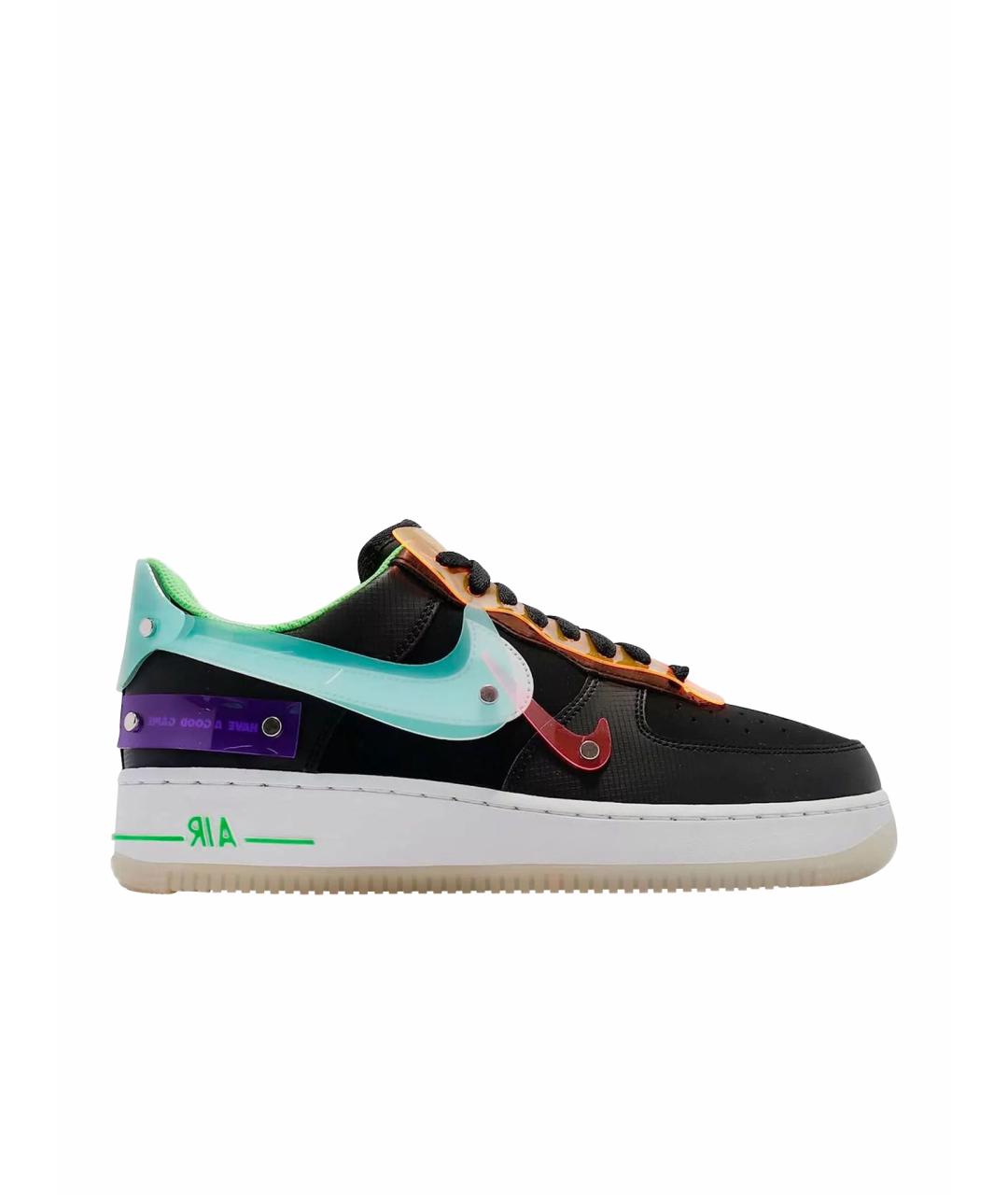NIKE Черные кожаные низкие кроссовки / кеды, фото 1