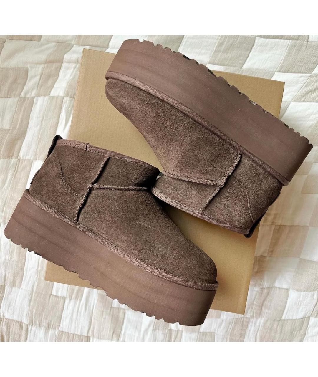 UGG AUSTRALIA Коричневые замшевые сапоги, фото 2