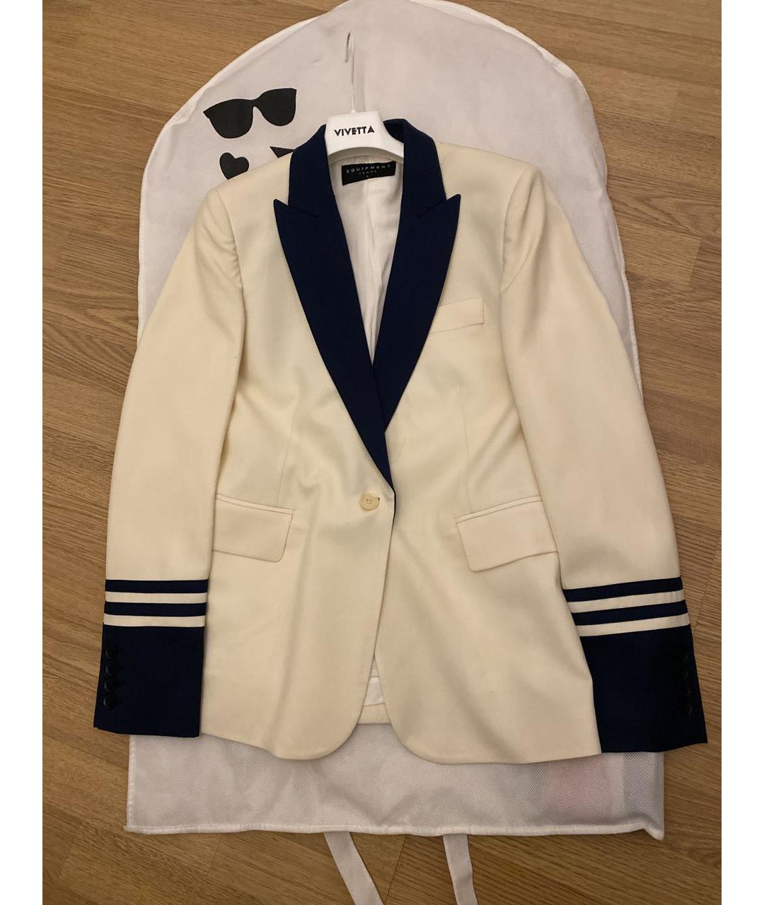 EQUIPMENT Белый шерстяной жакет/пиджак, фото 8