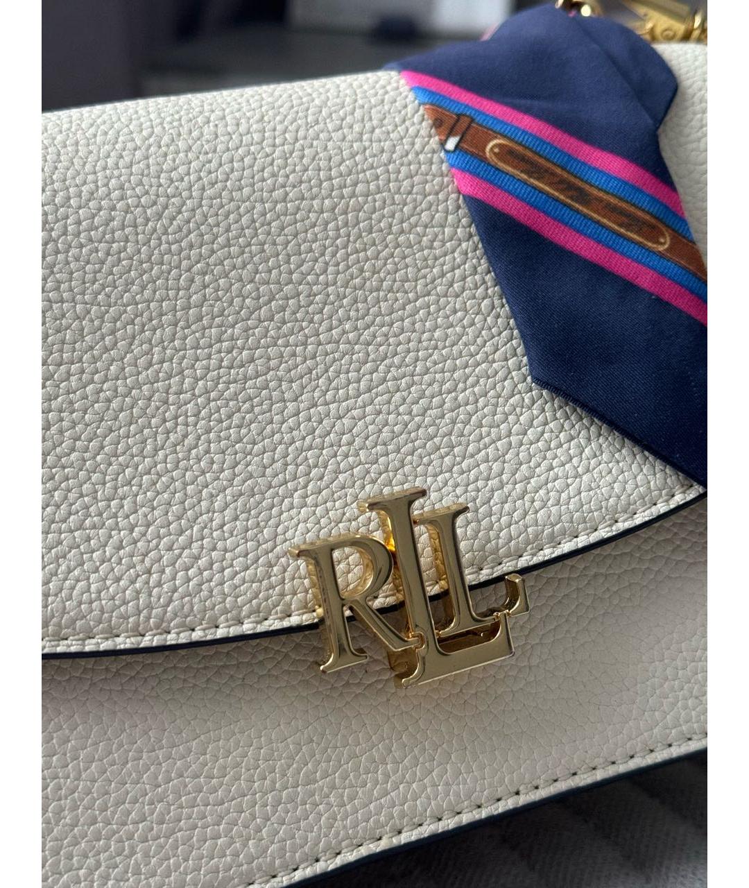 RALPH LAUREN Белая кожаная сумка через плечо, фото 4