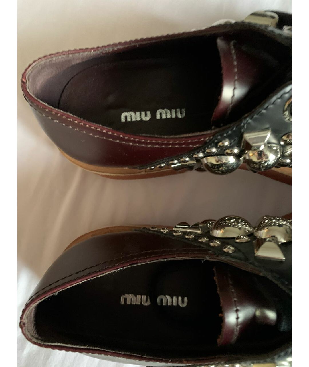 MIU MIU Бордовые кожаные ботинки, фото 4