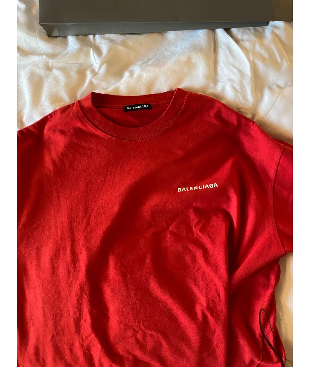 BALENCIAGA Красная хлопковая футболка, фото 6