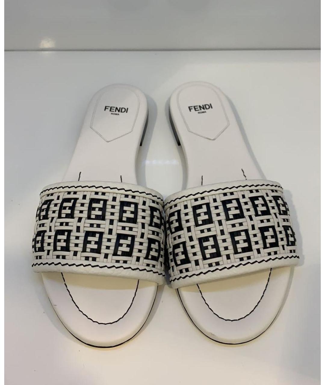 FENDI Белые кожаные сандалии, фото 2