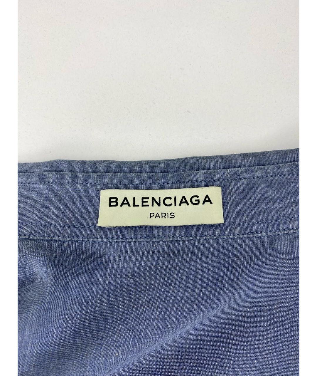 BALENCIAGA Синяя хлопковая кэжуал рубашка, фото 4