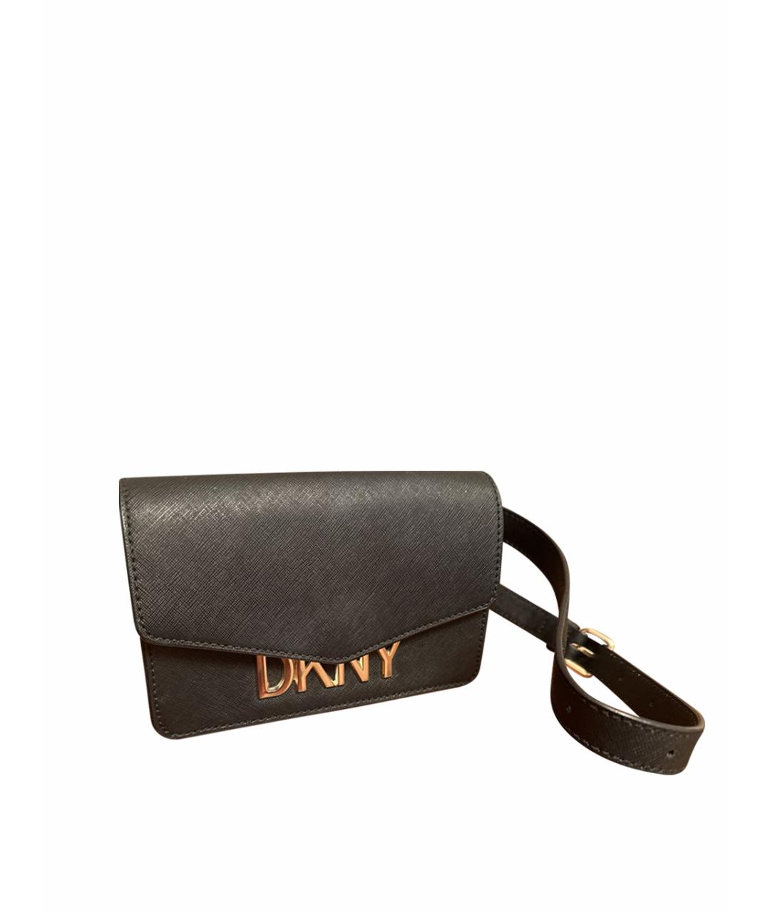 DKNY Черная кожаная поясная сумка, фото 1