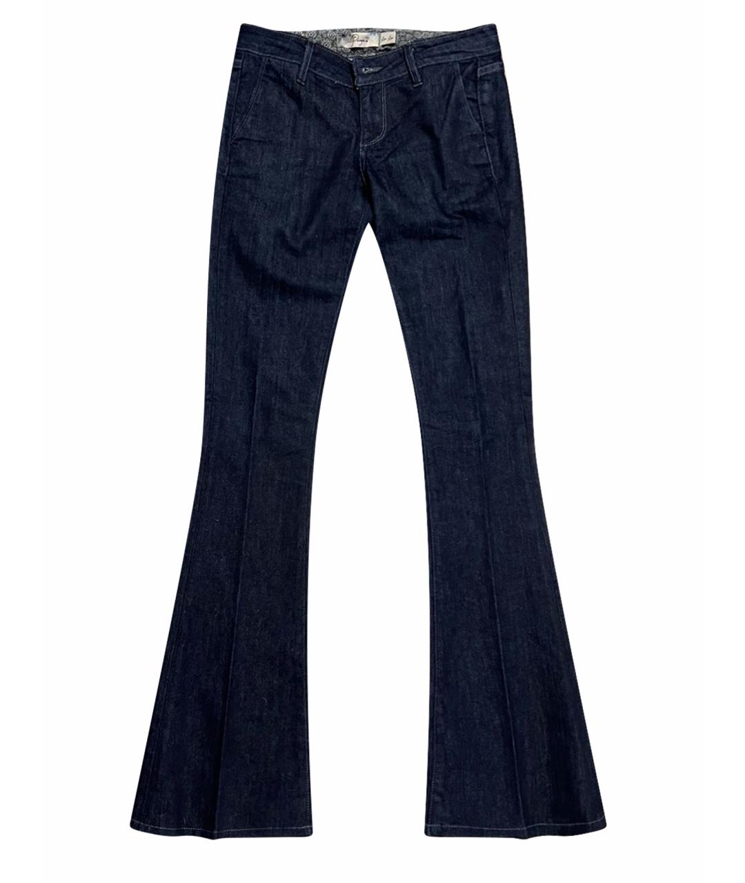 PAIGE Темно-синие хлопко-полиэстеровые джинсы клеш, фото 1