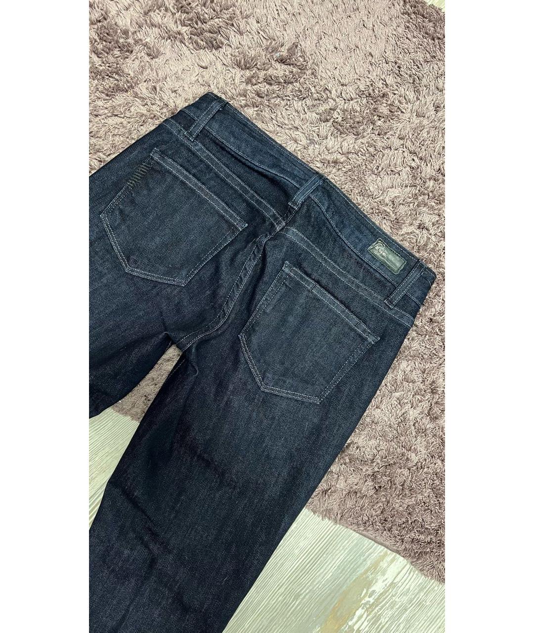 PAIGE Темно-синие хлопко-полиэстеровые джинсы клеш, фото 4