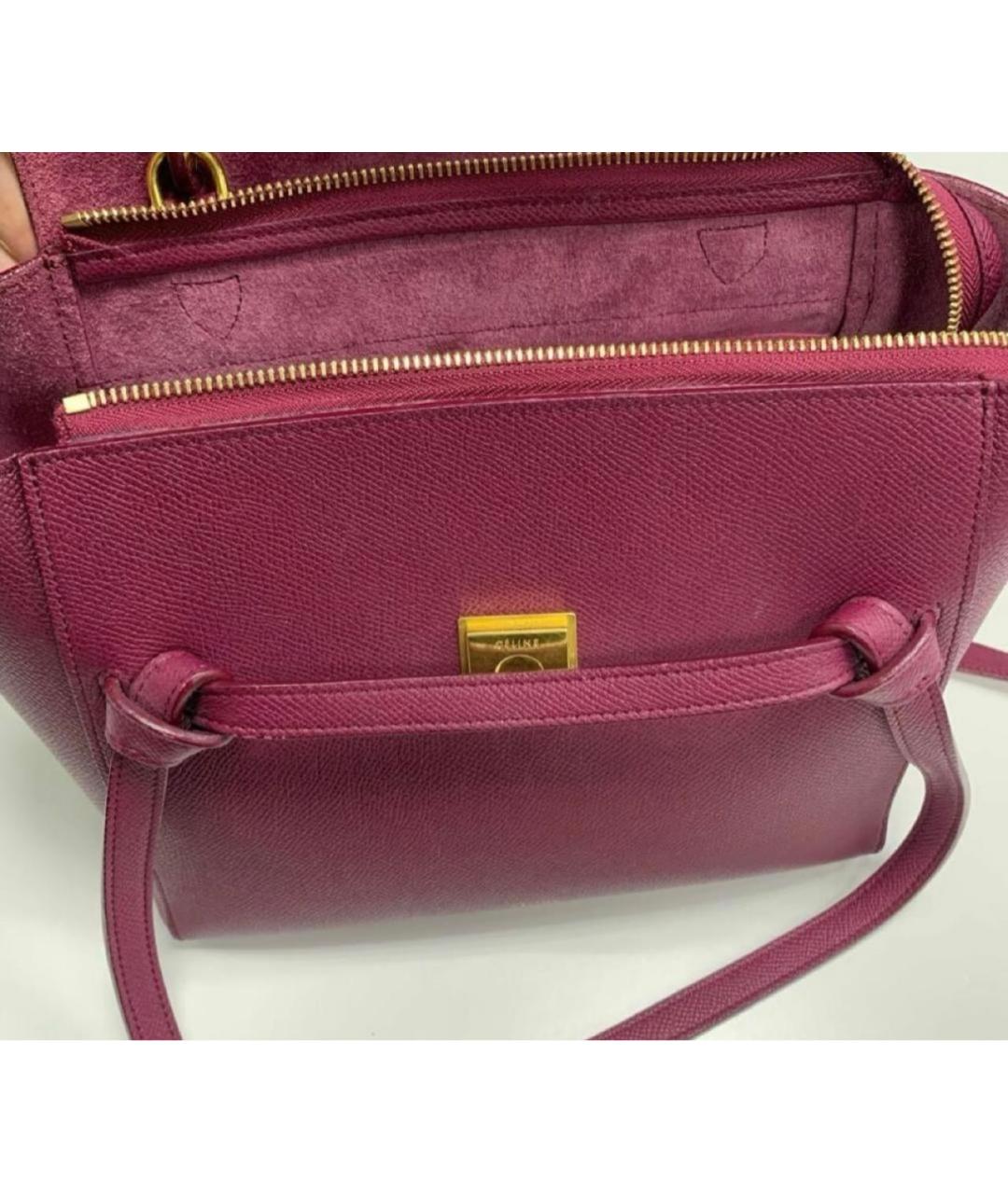 CELINE PRE-OWNED Бордовая кожаная сумка тоут, фото 4