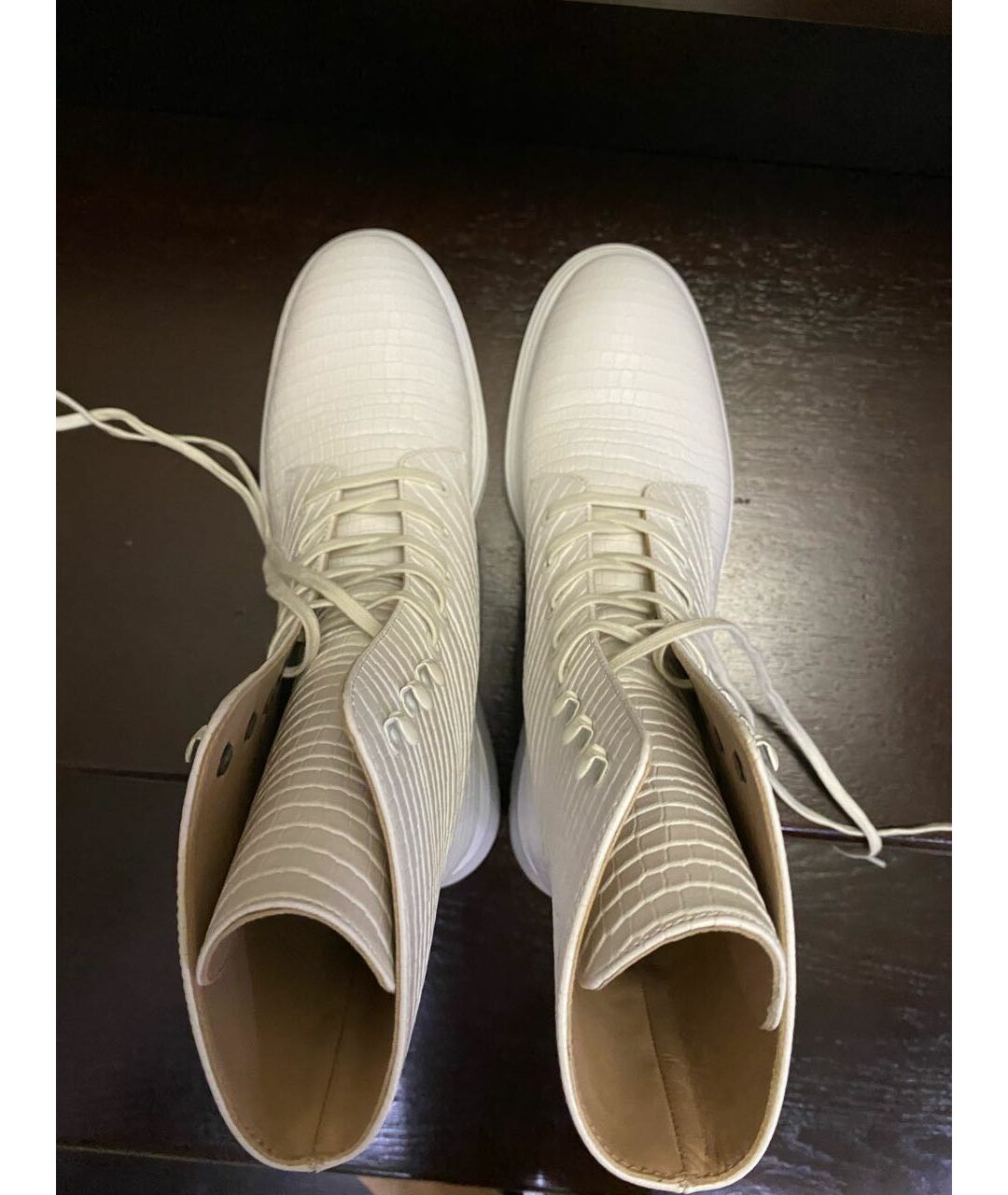 STUART WEITZMAN Белые кожаные ботинки, фото 3
