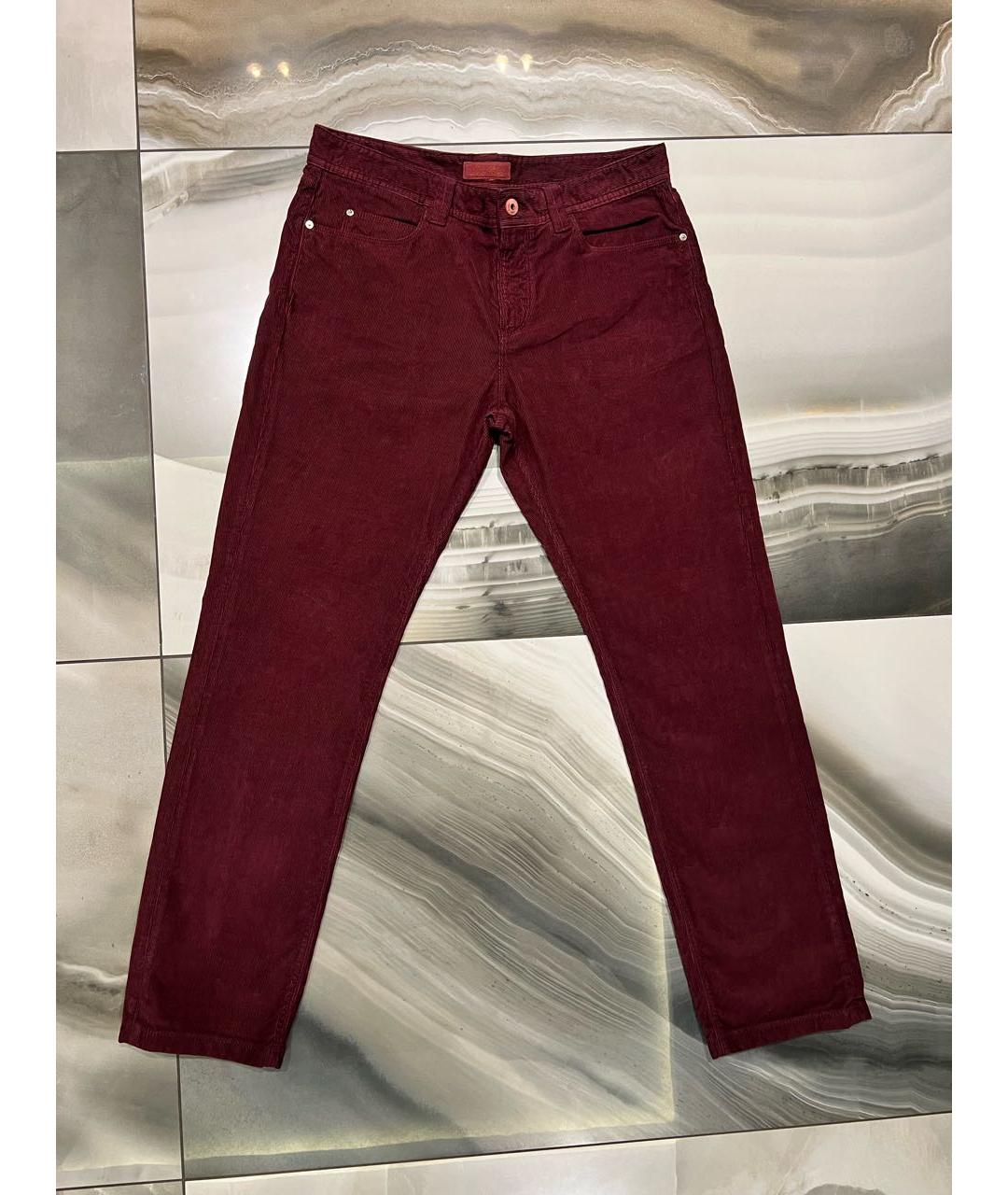 LORO PIANA Бордовые хлопковые повседневные брюки, фото 7