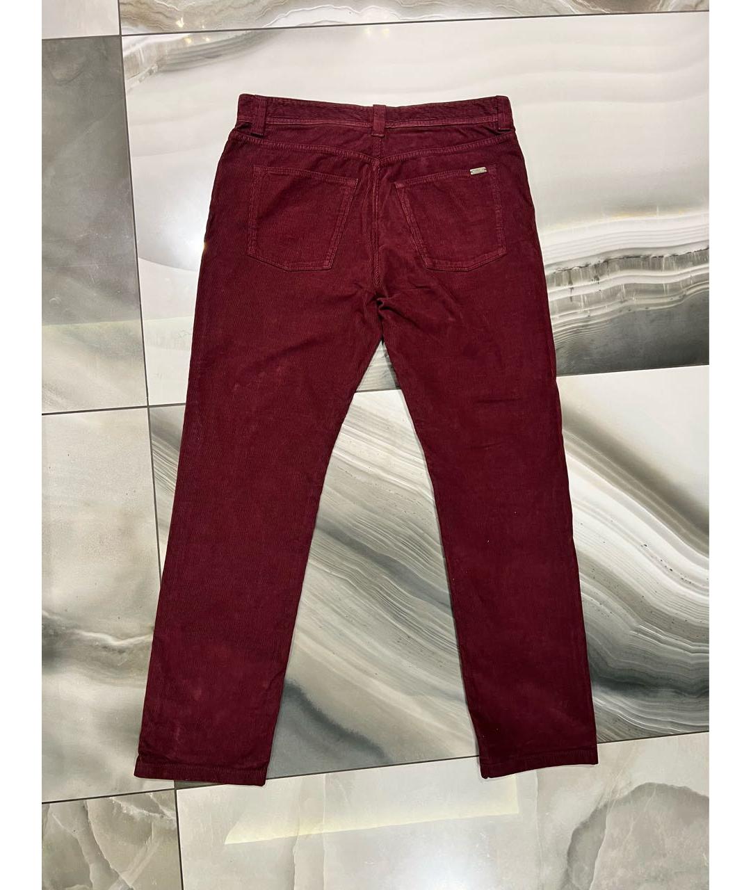 LORO PIANA Бордовые хлопковые повседневные брюки, фото 2