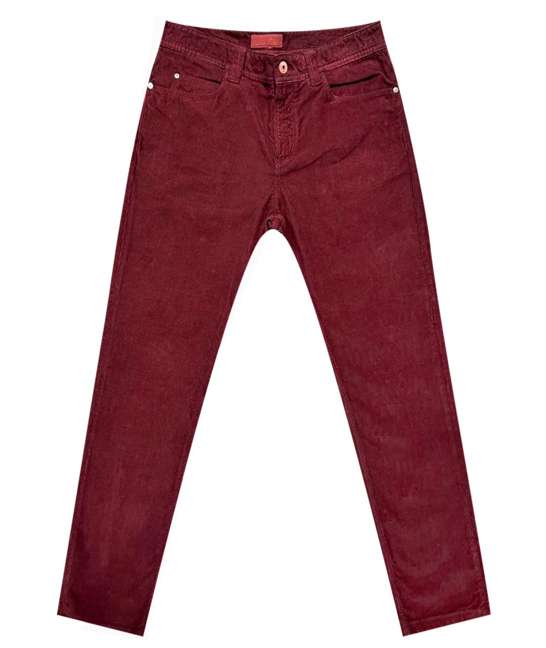 LORO PIANA Бордовые хлопковые повседневные брюки, фото 1