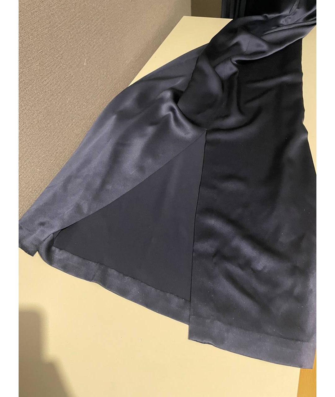 THOMAS WYLDE Темно-синее шелковое вечернее платье, фото 5