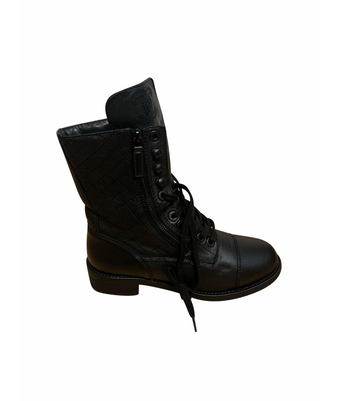 CHANEL PRE-OWNED Черные кожаные ботинки, фото 1