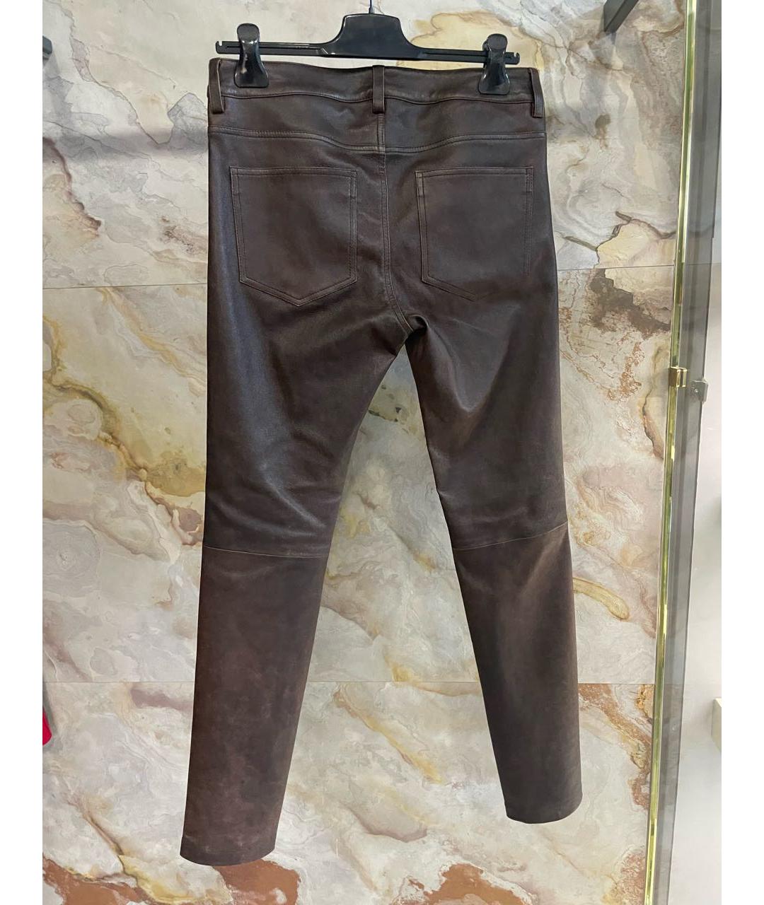 ZADIG & VOLTAIRE Коричневые кожаные прямые брюки, фото 2