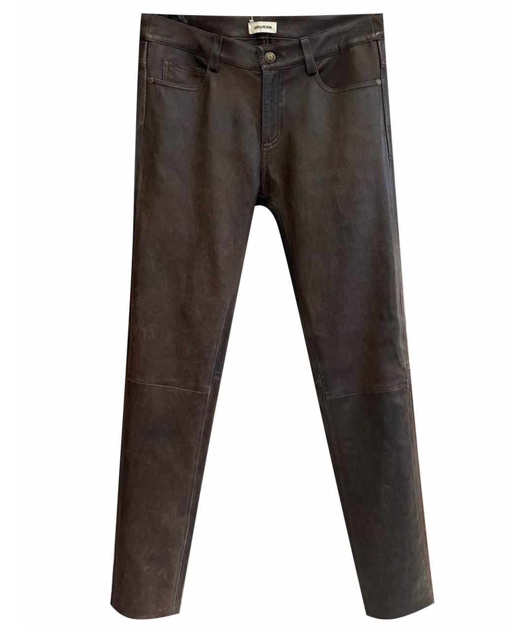 ZADIG & VOLTAIRE Коричневые кожаные прямые брюки, фото 1