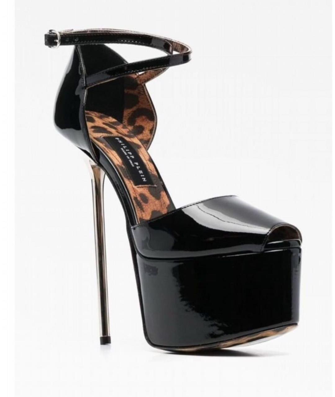 PHILIPP PLEIN Черные босоножки из лакированной кожи, фото 6