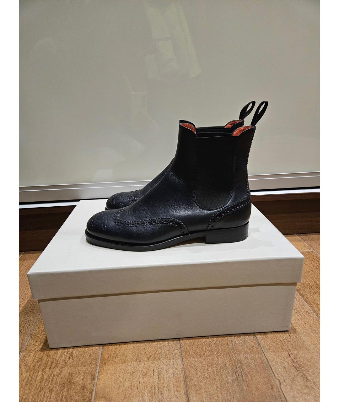 SANTONI Темно-синие кожаные ботинки, фото 5