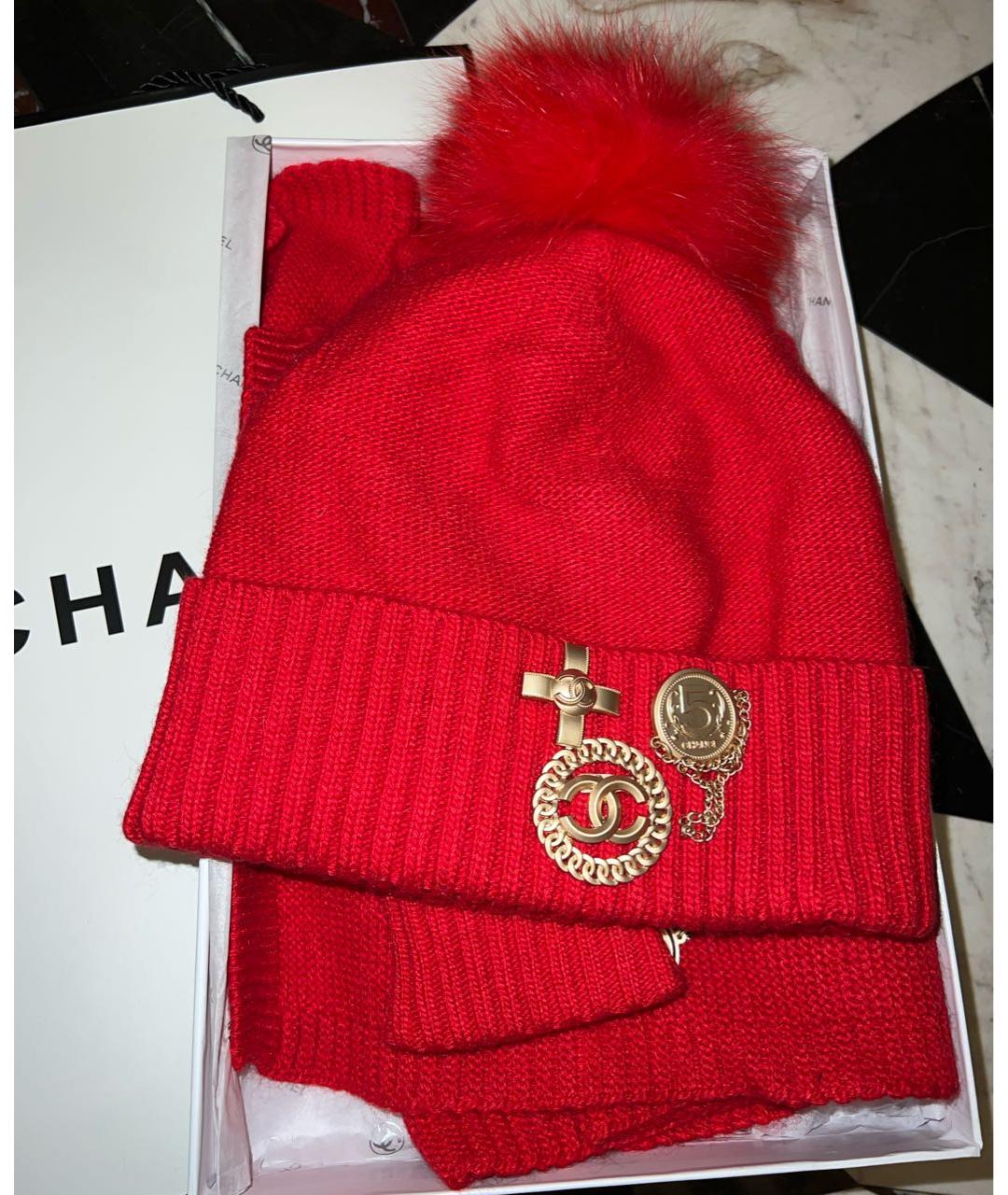 CHANEL PRE-OWNED Красная шерстяная шапка, фото 5