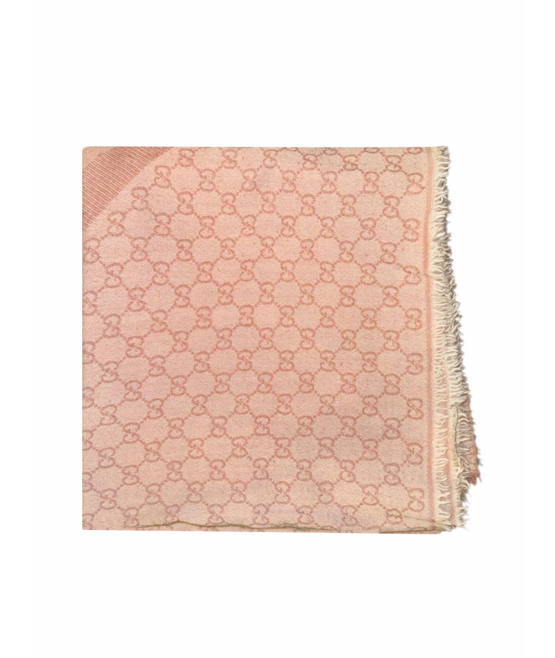 GUCCI Розовый шерстяной шарф, фото 1