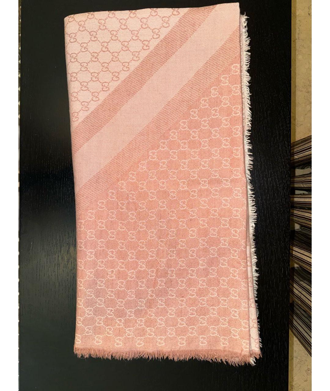 GUCCI Розовый шерстяной шарф, фото 2