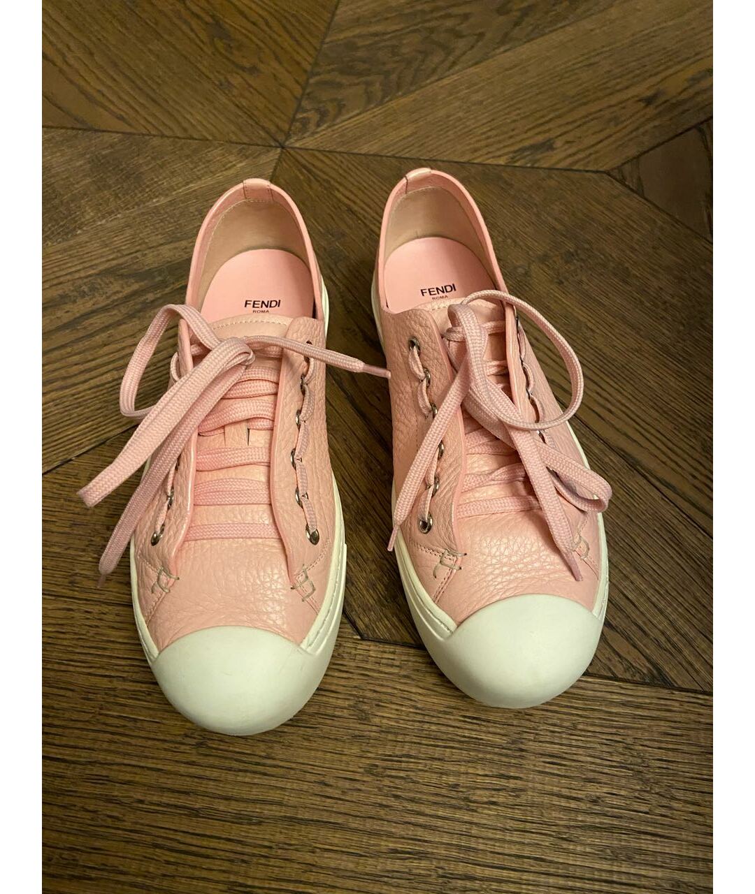 FENDI Розовые кожаные кроссовки, фото 2