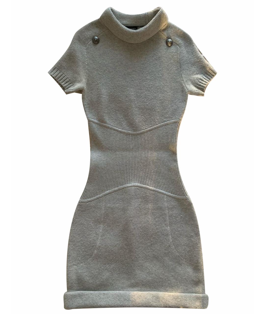 CHANEL PRE-OWNED Серое кашемировое повседневное платье, фото 1