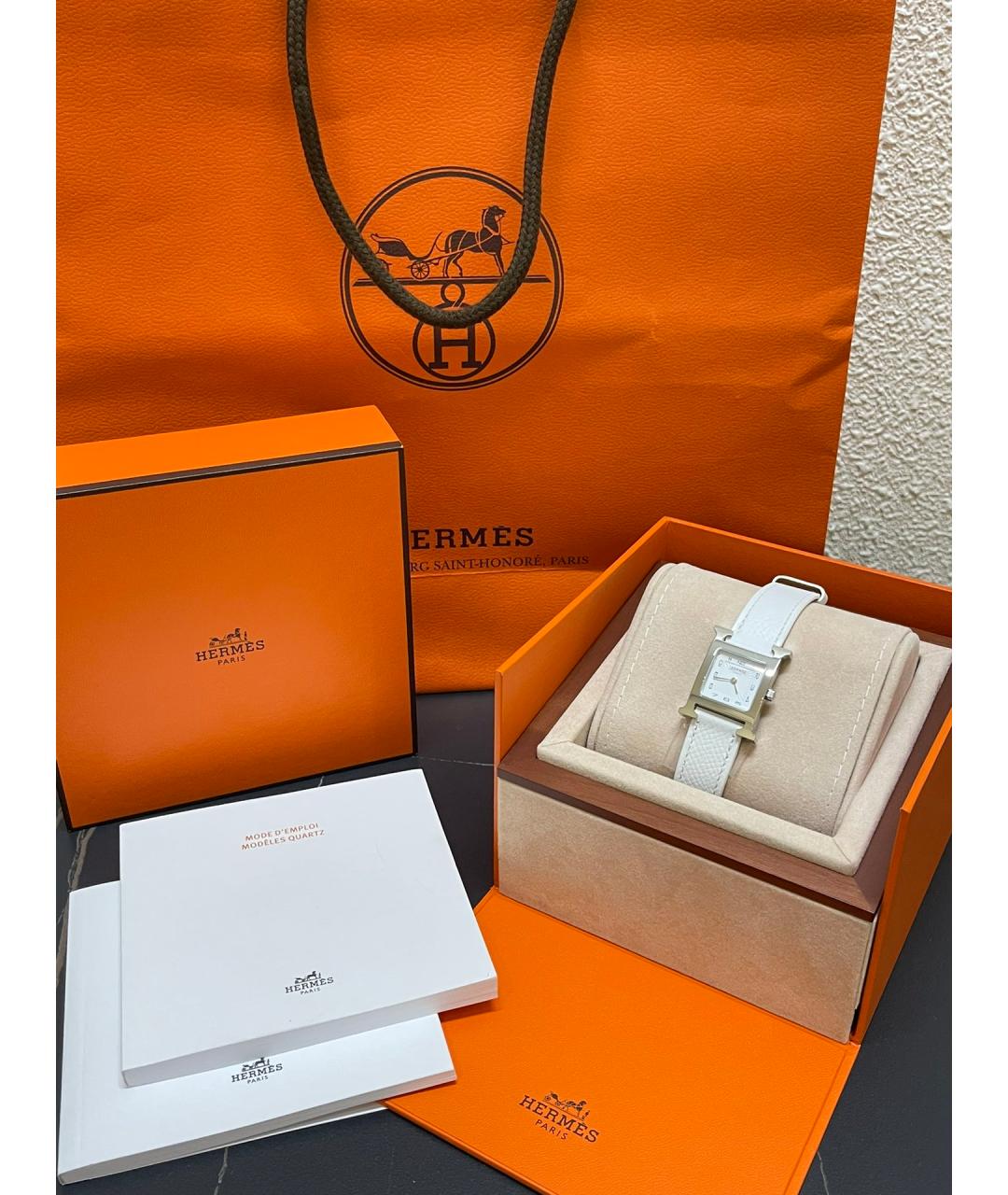 HERMES PRE-OWNED Белые металлические часы, фото 2