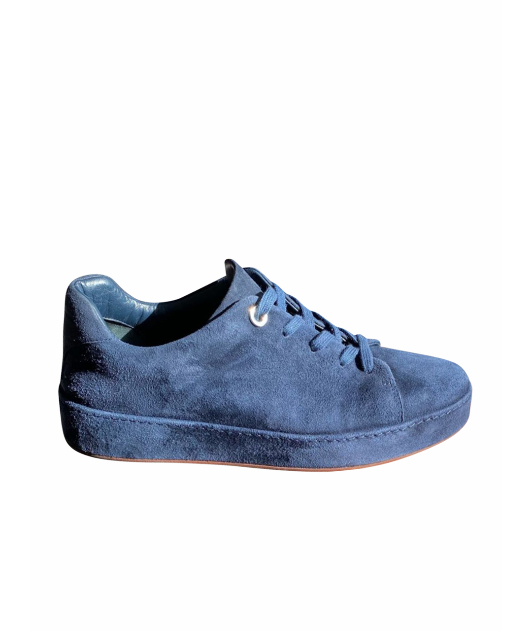 LORO PIANA Синие замшевые кроссовки, фото 1