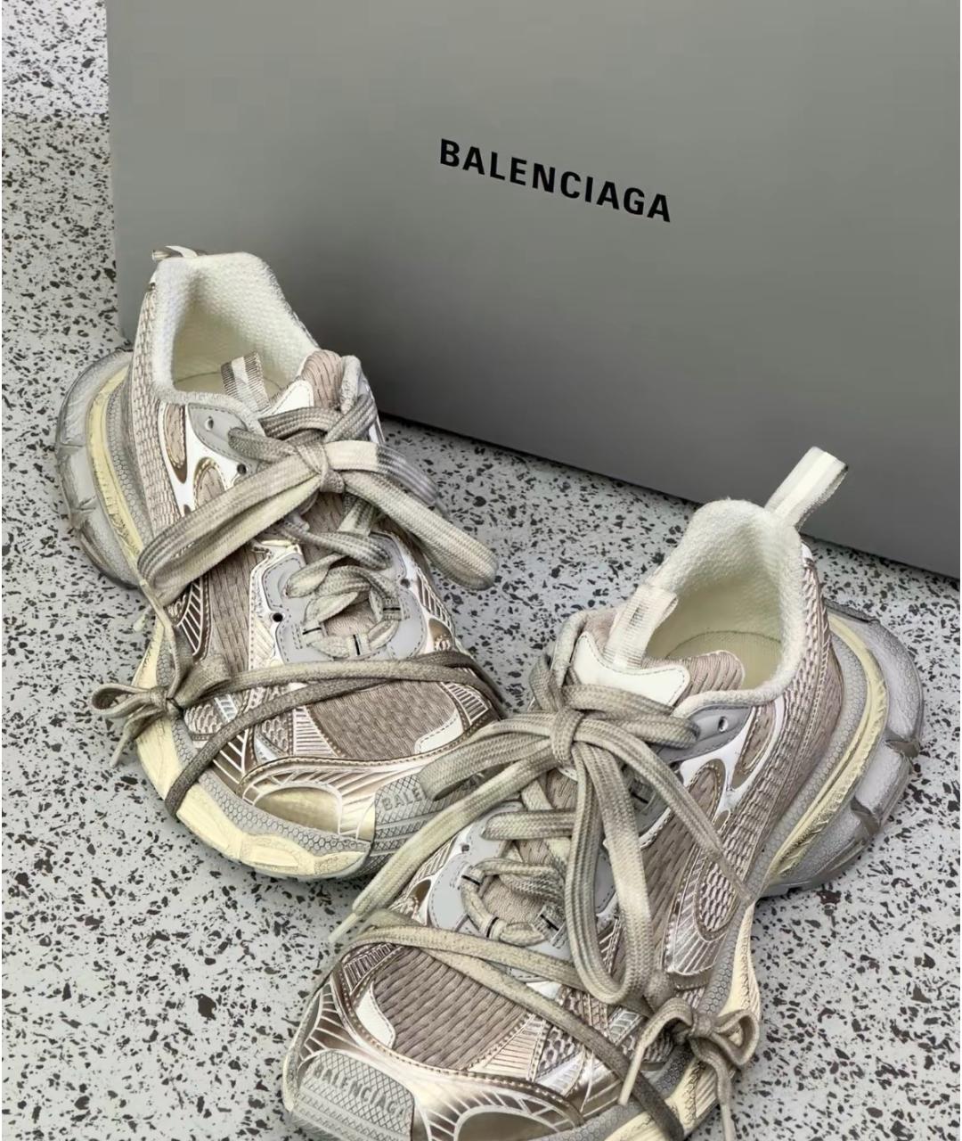 BALENCIAGA Серые кожаные кеды, фото 2