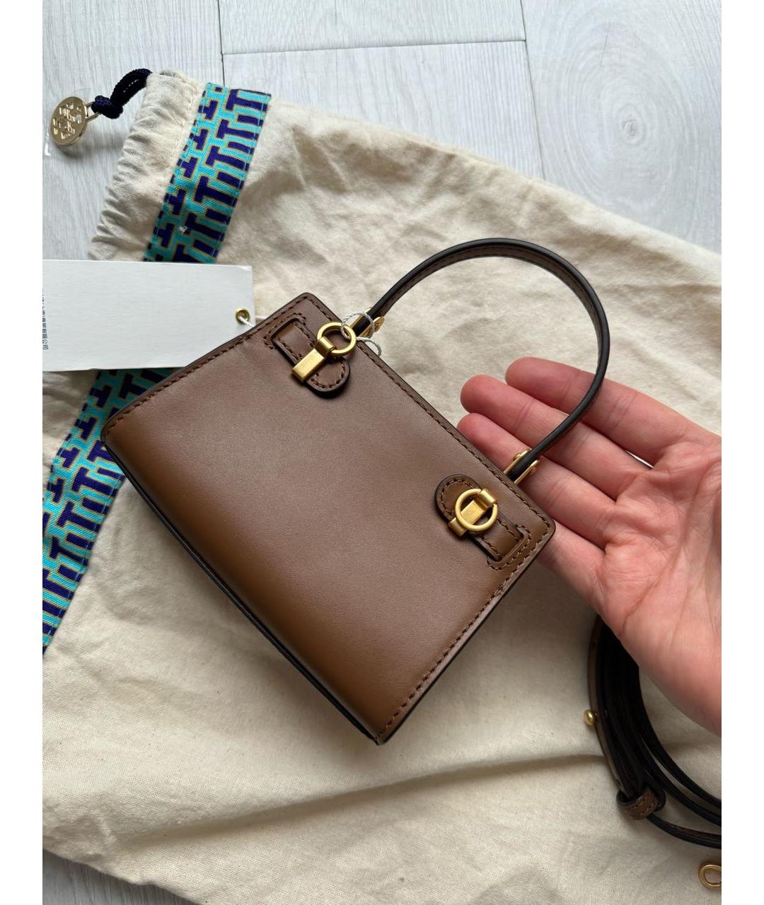TORY BURCH Коричневая кожаная сумка через плечо, фото 4