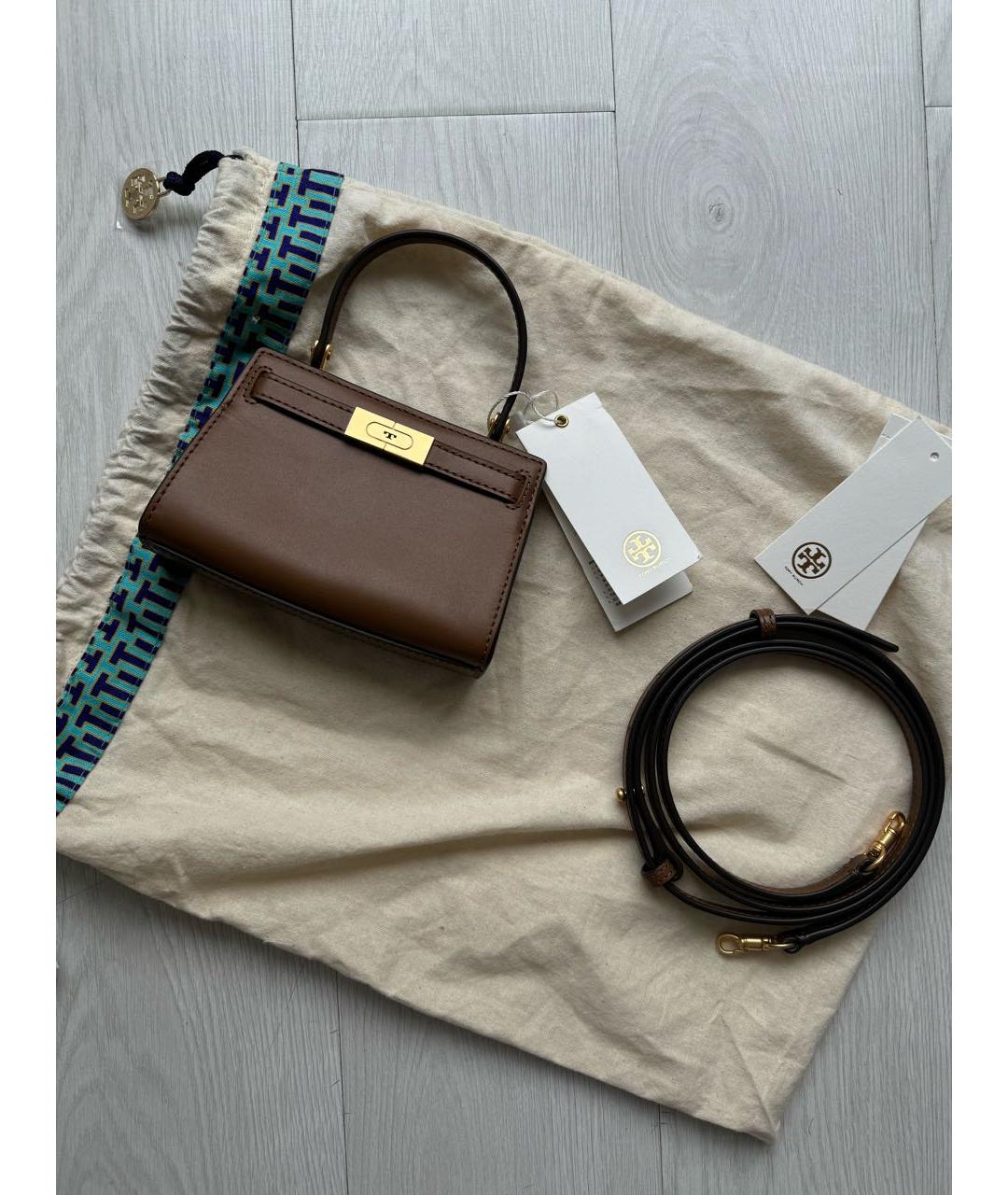 TORY BURCH Коричневая кожаная сумка через плечо, фото 2
