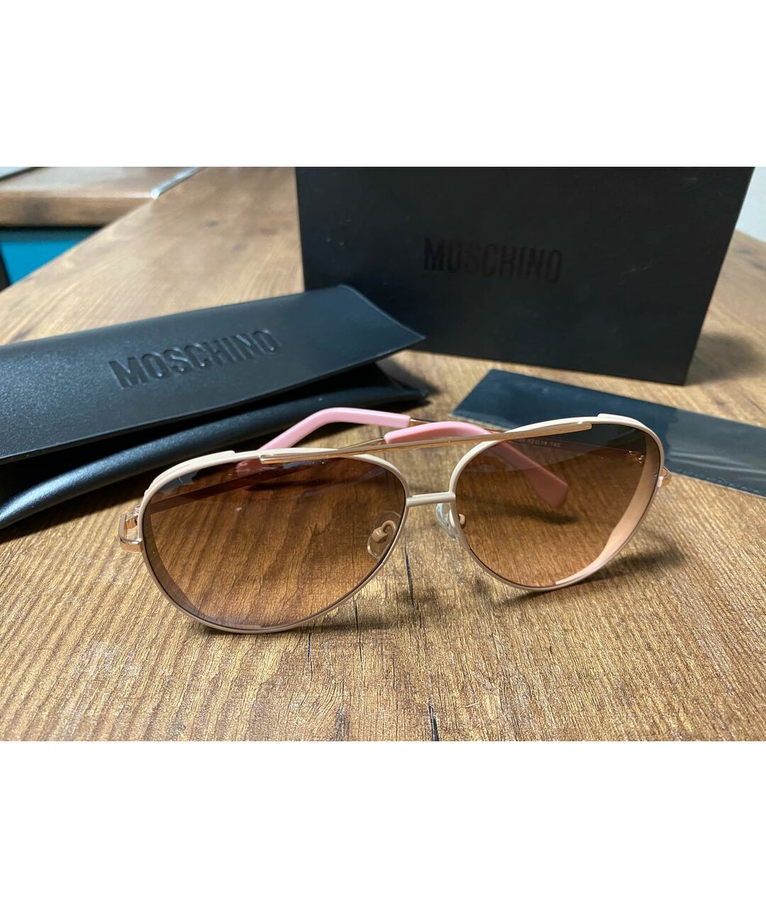 MOSCHINO Розовые металлические солнцезащитные очки, фото 5