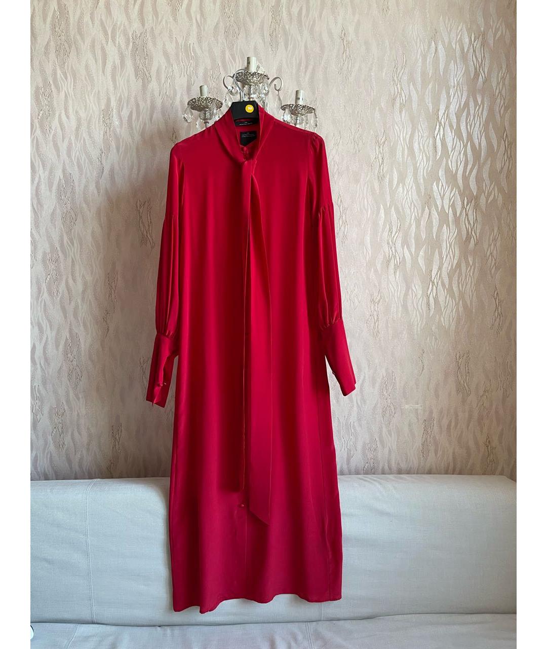 ROKH Красное шелковое платье, фото 8