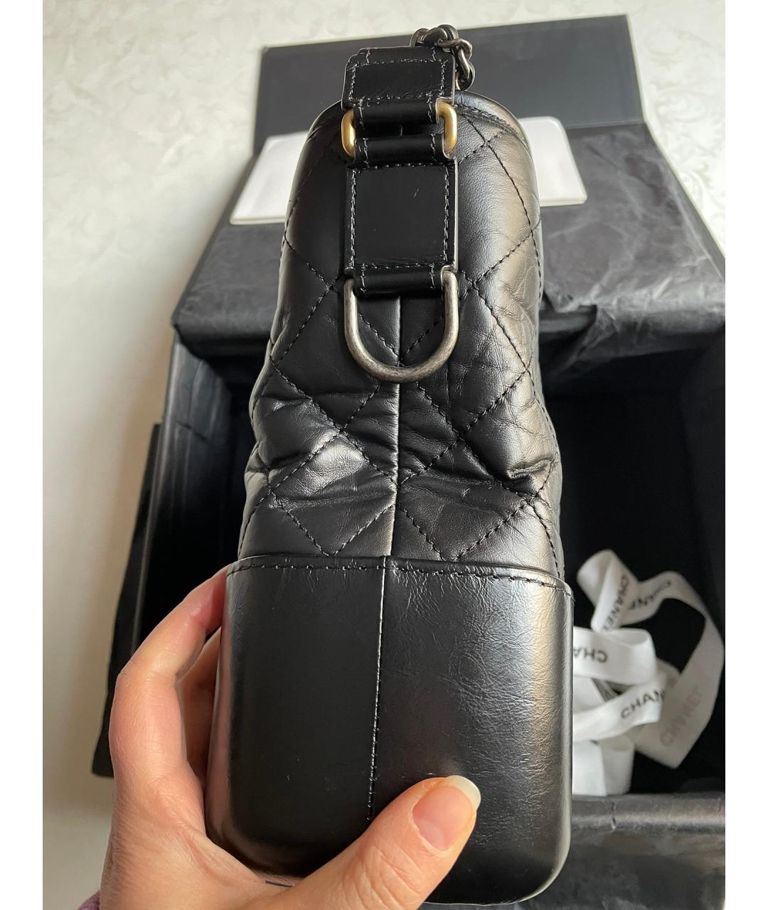 CHANEL Черная кожаная сумка через плечо, фото 5