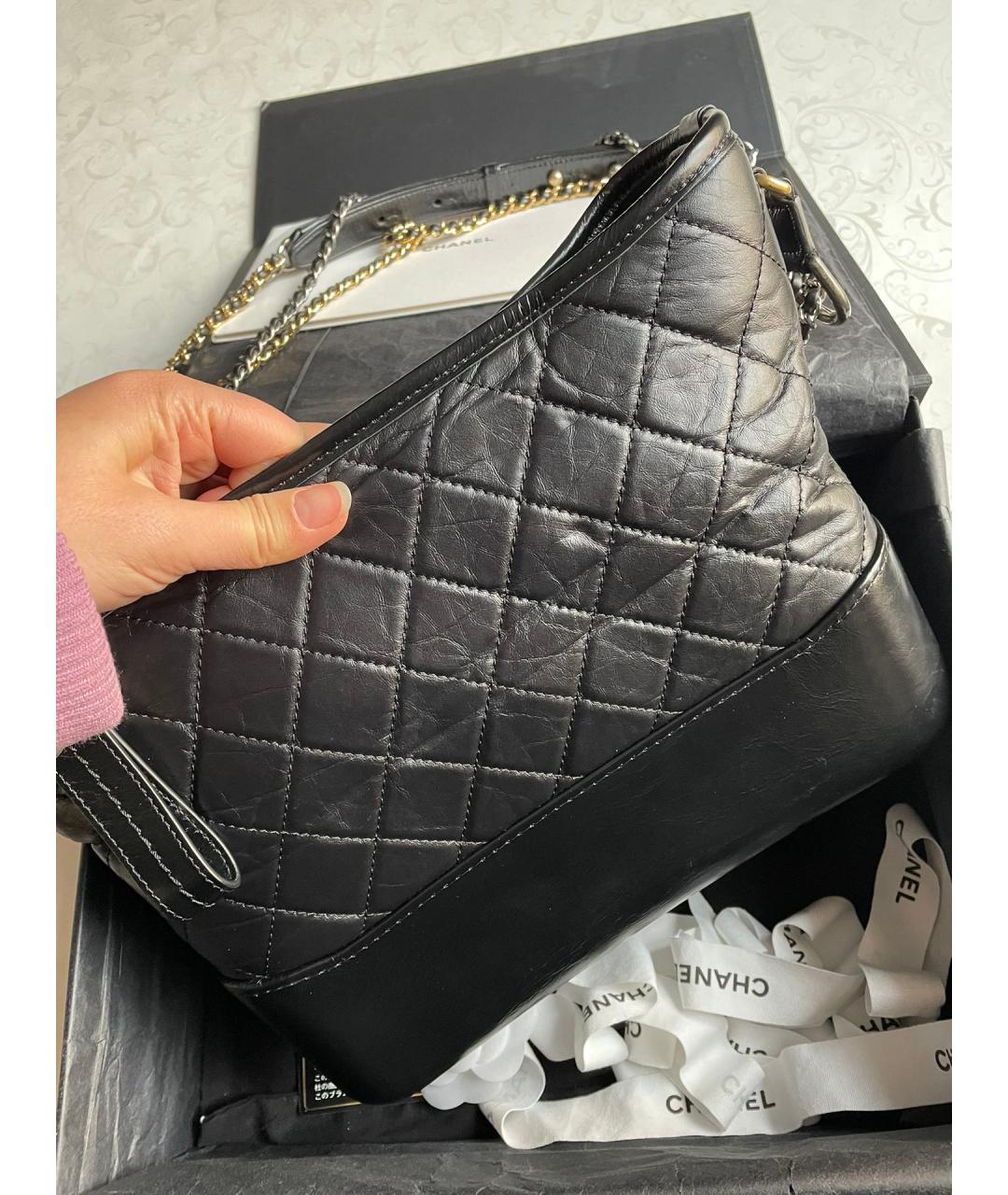 CHANEL Черная кожаная сумка через плечо, фото 3