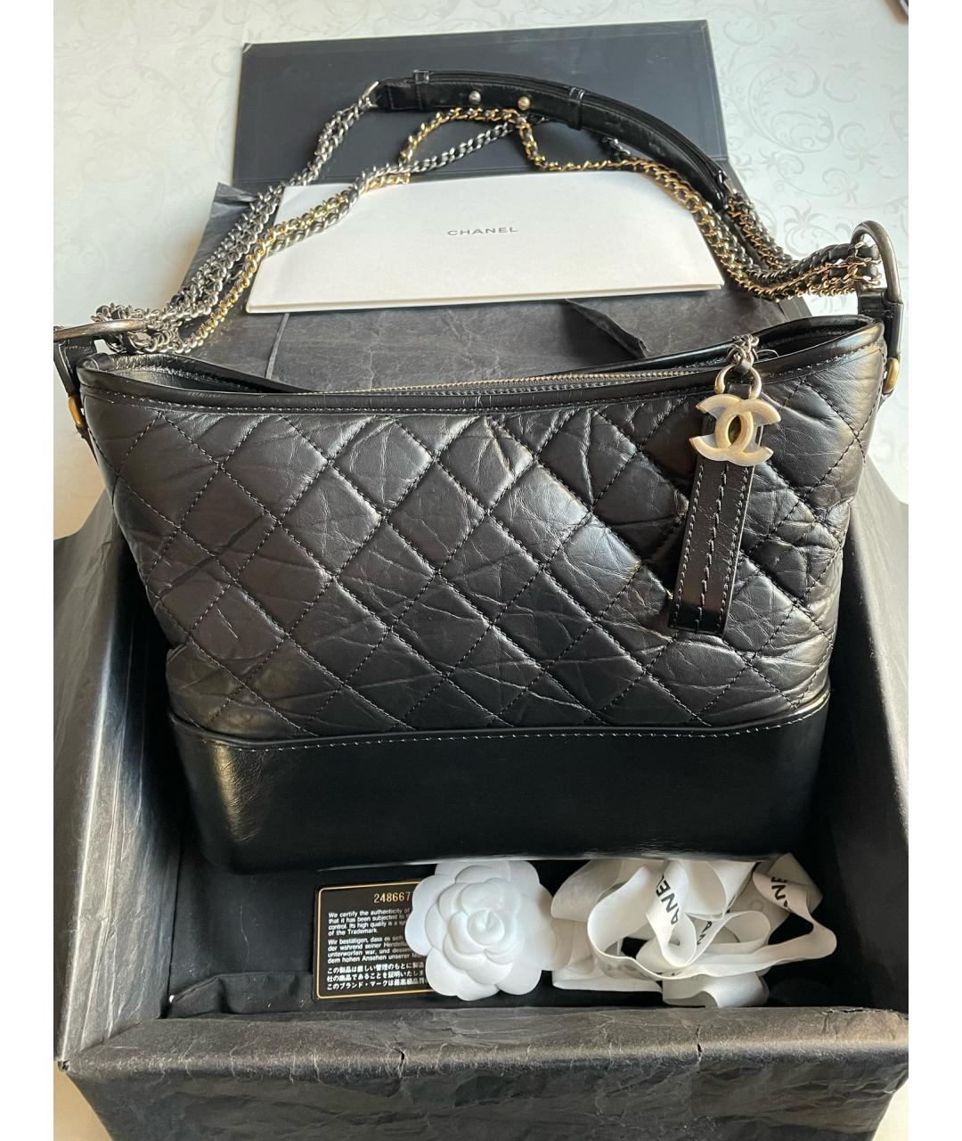 CHANEL Черная кожаная сумка через плечо, фото 7
