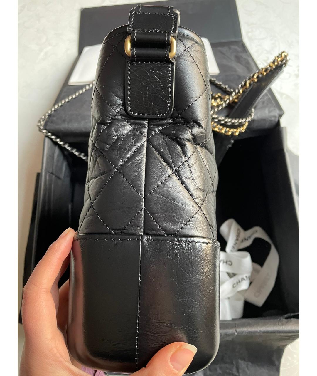 CHANEL Черная кожаная сумка через плечо, фото 4