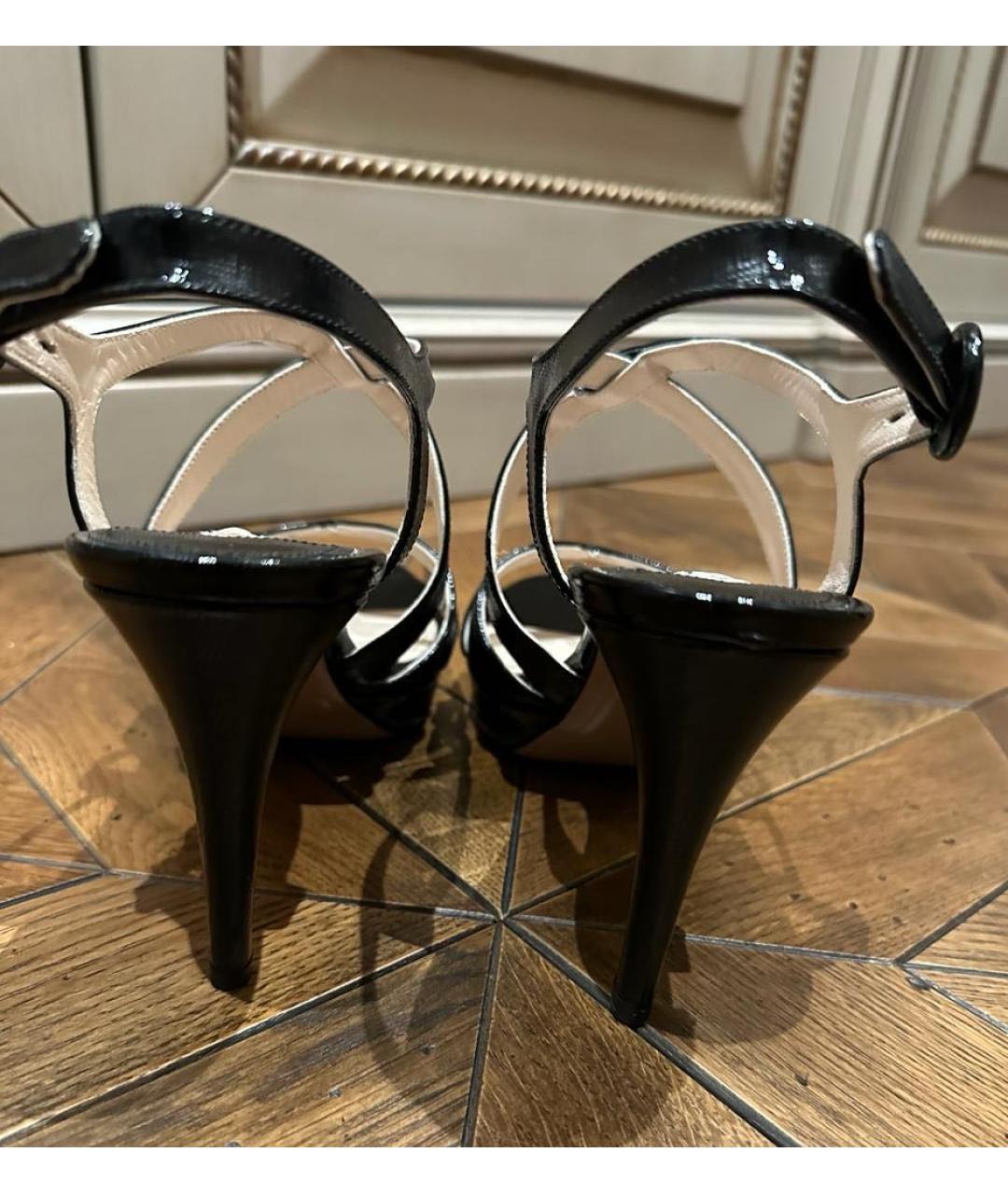 PRADA Черные кожаные босоножки, фото 5