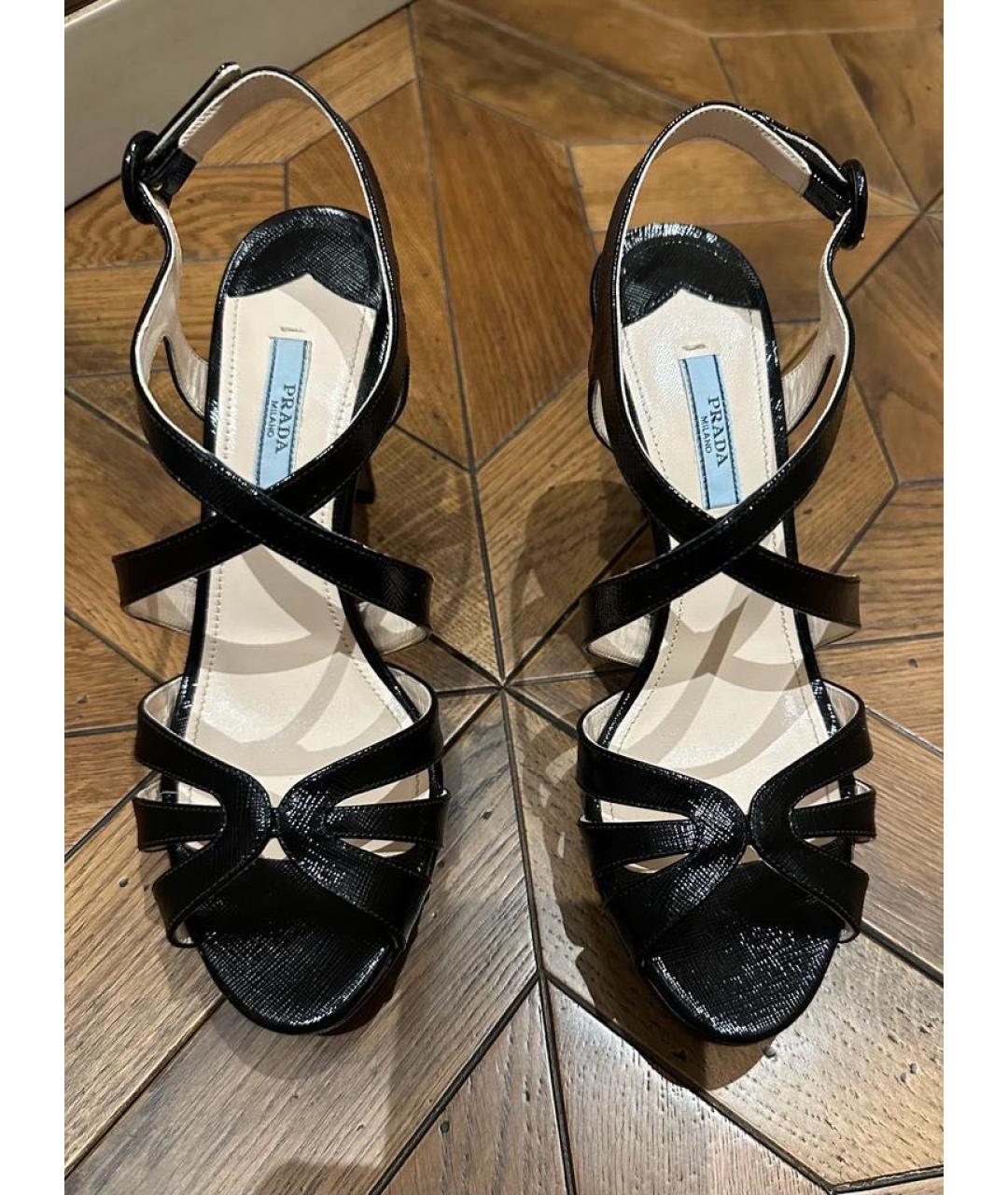 PRADA Черные кожаные босоножки, фото 3