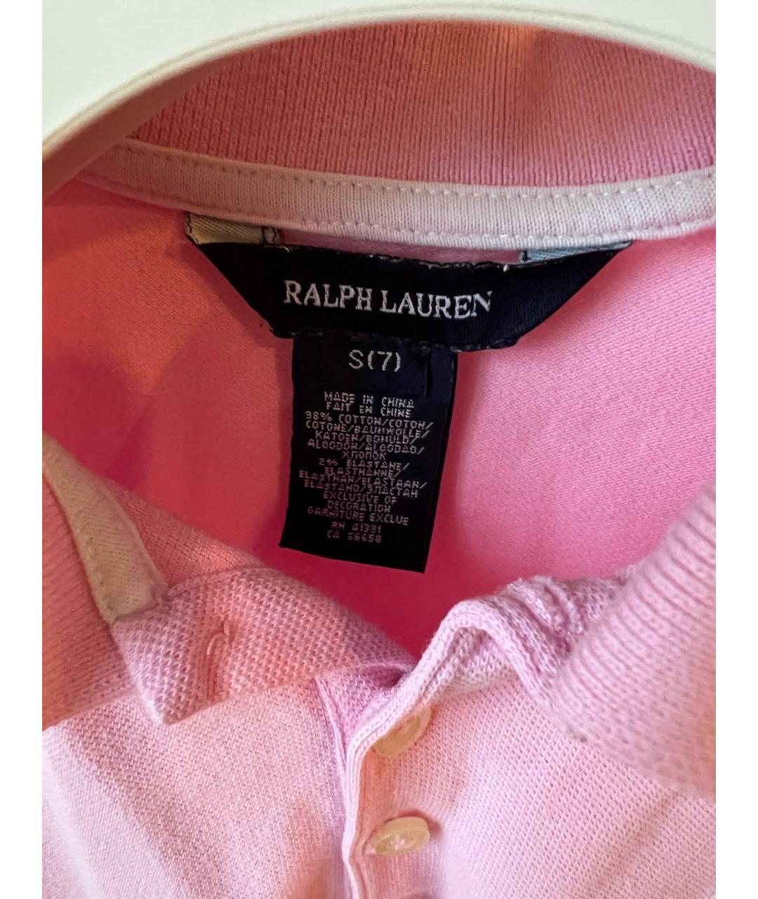 RALPH LAUREN Розовый хлопковый детская футболка / топ, фото 4