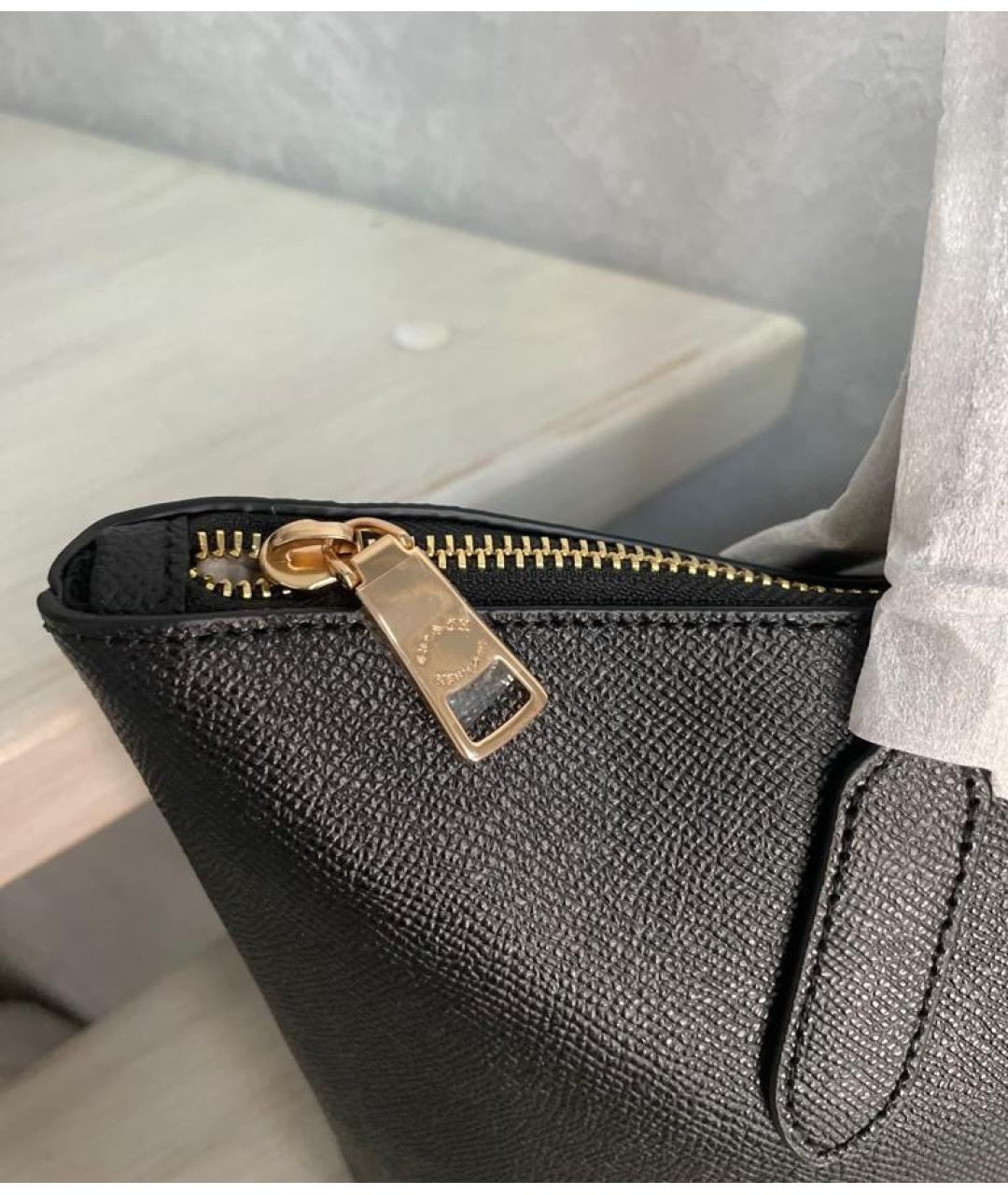 COACH Черная кожаная сумка тоут, фото 7