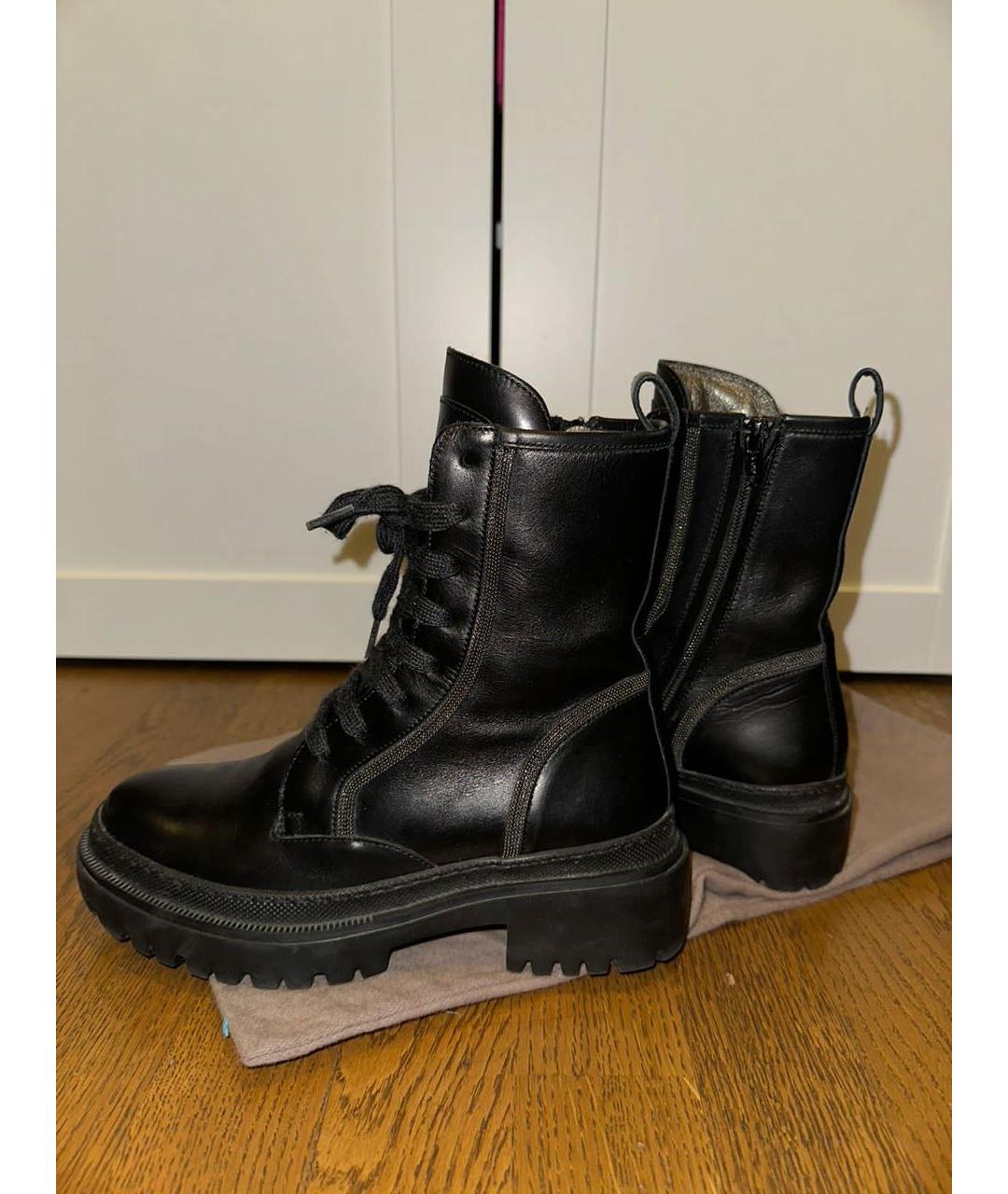 BRUNELLO CUCINELLI Черные кожаные ботинки, фото 5
