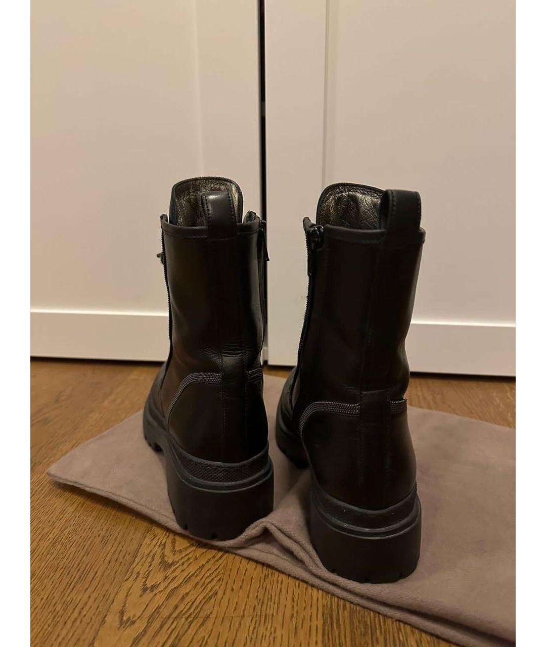 BRUNELLO CUCINELLI Черные кожаные ботинки, фото 4
