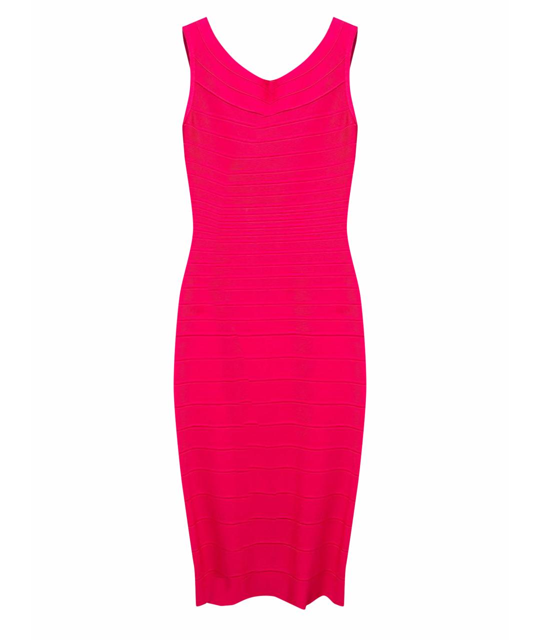 HERVE LEGER Розовое хлопко-эластановое коктейльное платье, фото 1