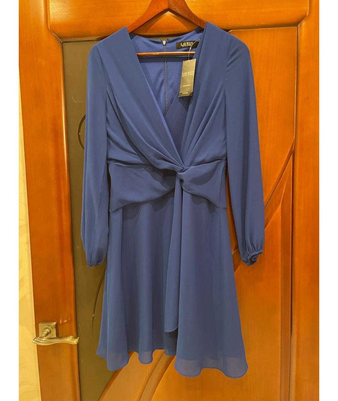 RALPH LAUREN Синее полиэстеровое коктейльное платье, фото 6
