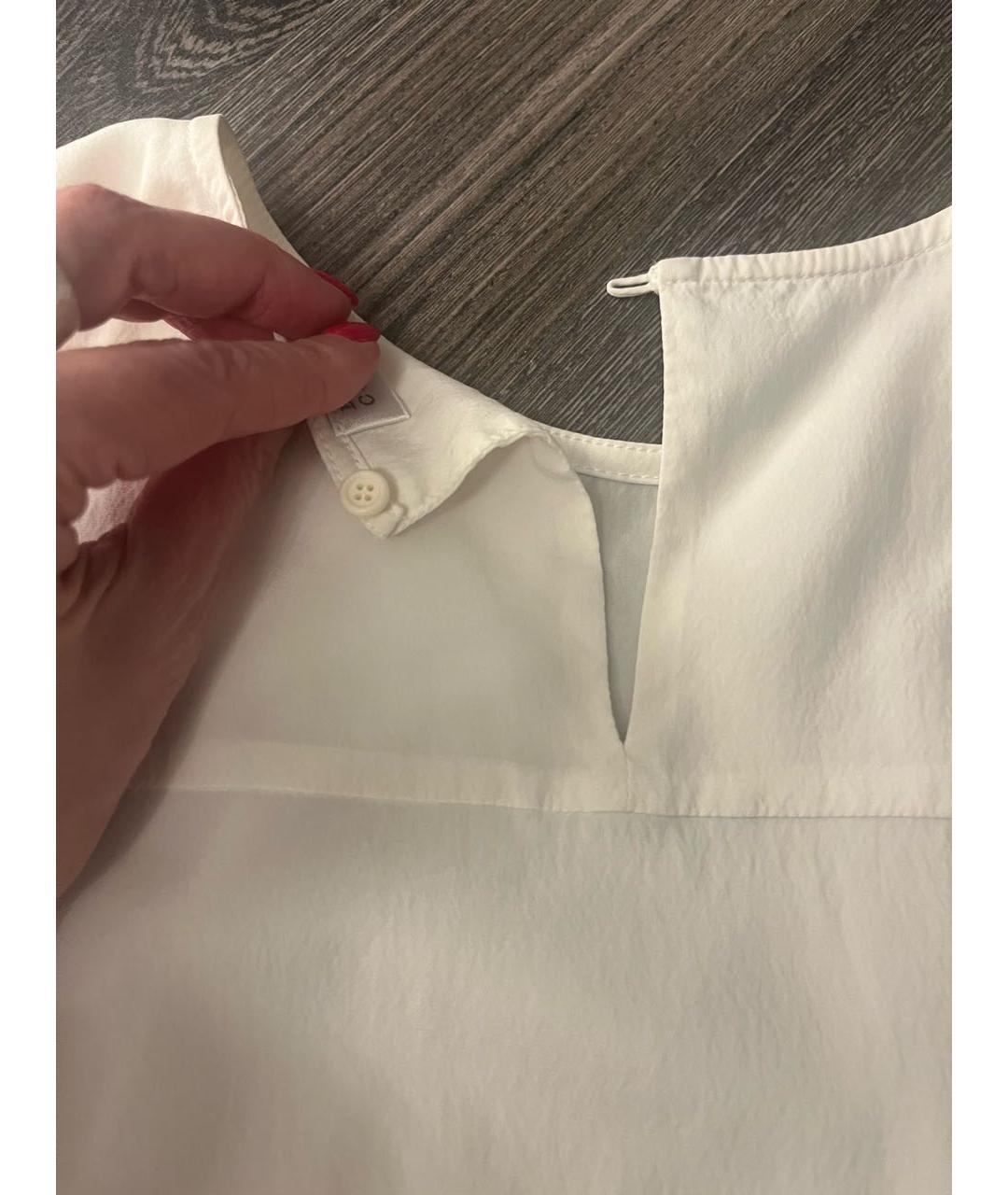 BRUNELLO CUCINELLI Белая шелковая блузы, фото 8