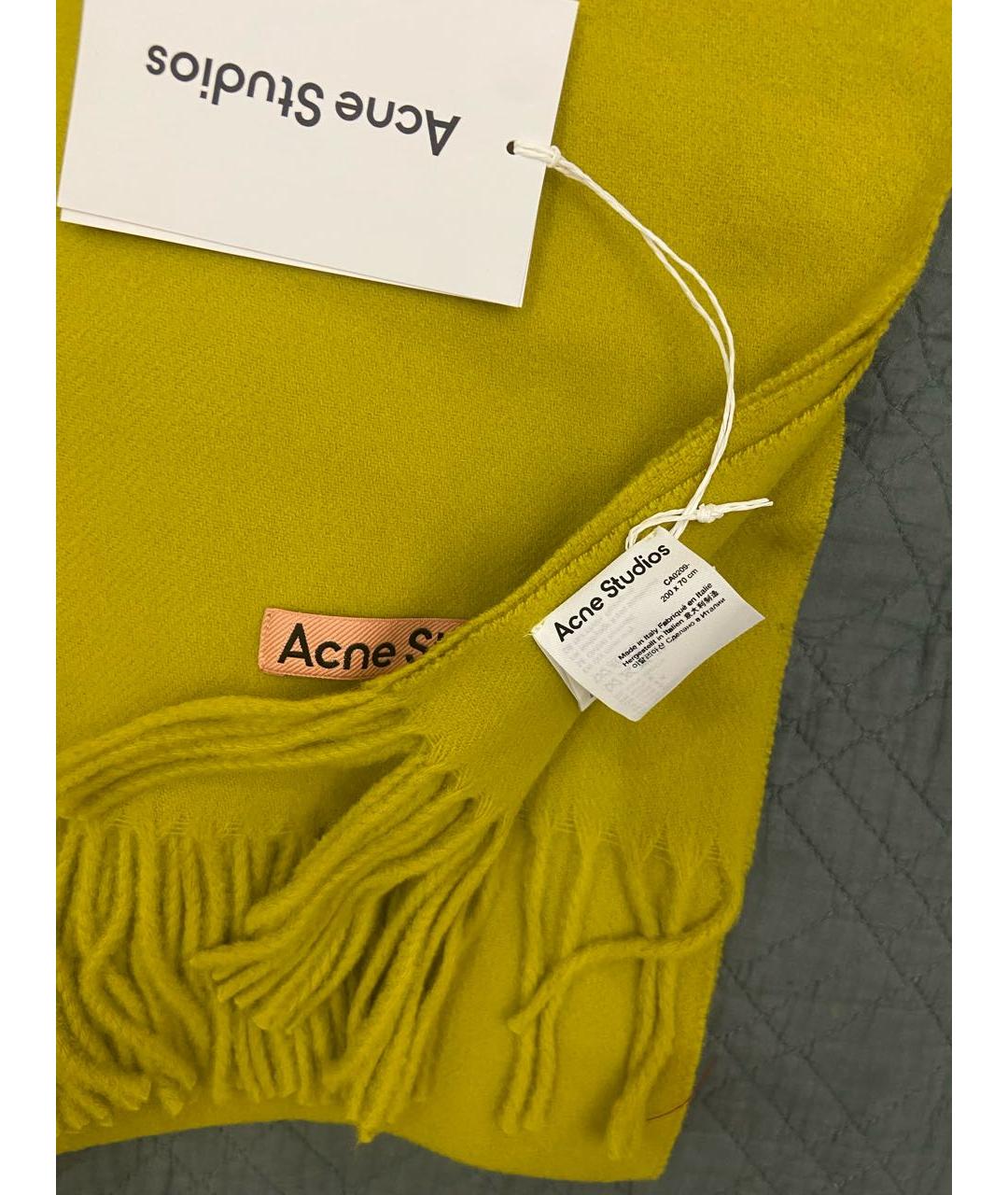 ACNE STUDIOS Желтый шерстяной шарф, фото 3