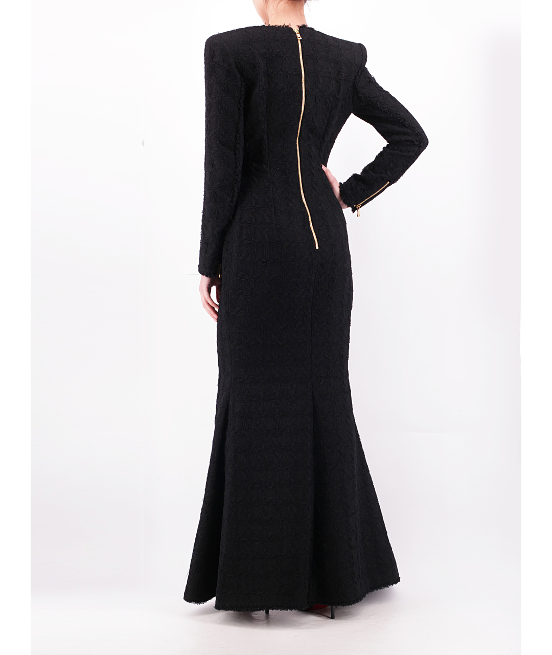BALMAIN Черное твидовое повседневное платье, фото 3