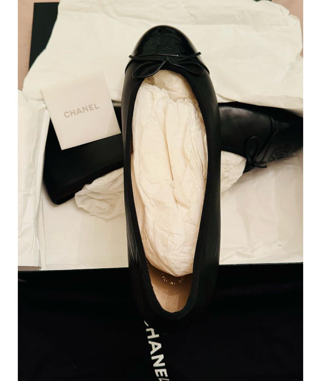 CHANEL PRE-OWNED Черные кожаные балетки, фото 5